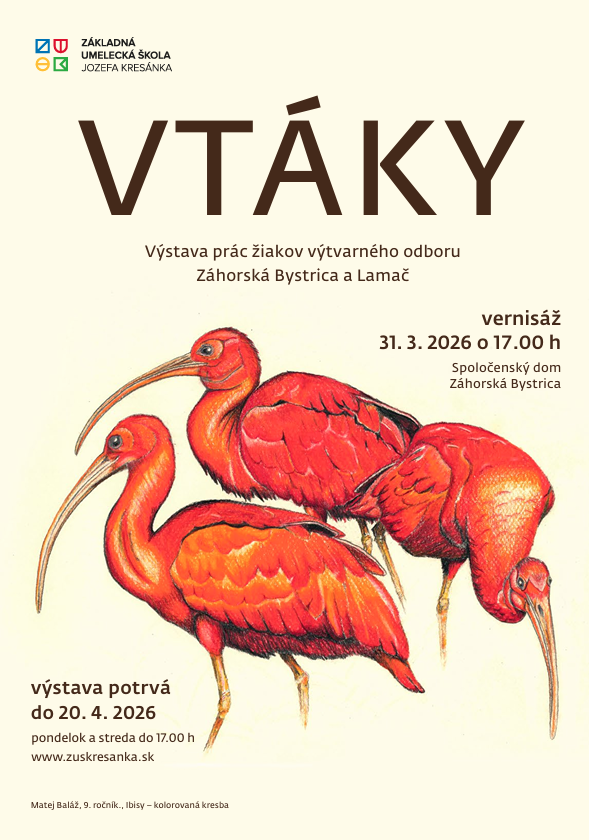 Výstava žiakov výtvarného odboru v Spoločenskom dome v Záhorskej Bystrici