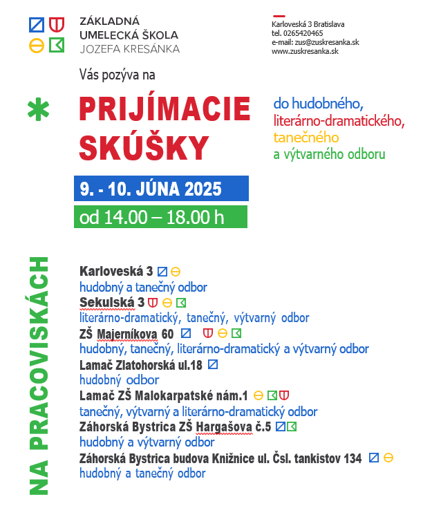 Prijímacie skúšky do ZUŠ Jozefa Kresánka