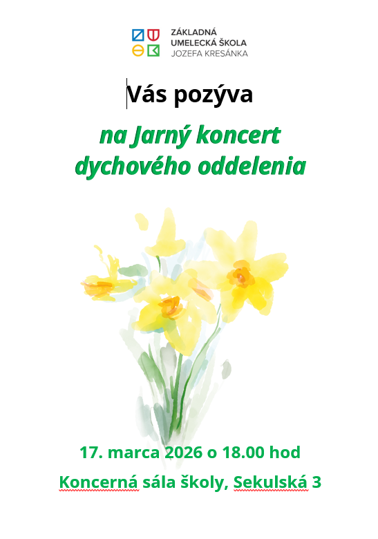 Pozývame Vás na Jarný koncert dychového oddelenia