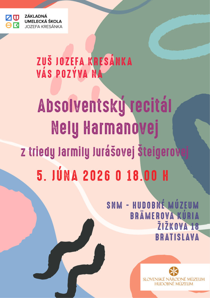 Pozývame Vás na Absolventský recitál Nely Harmanovej
